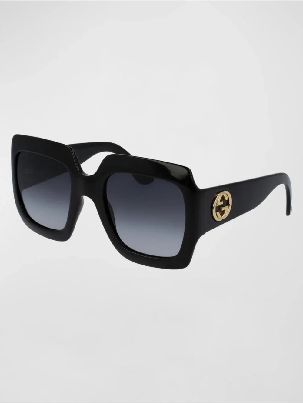 Gucci Black Oversized Square Sunglasses with Gold GG Emblem